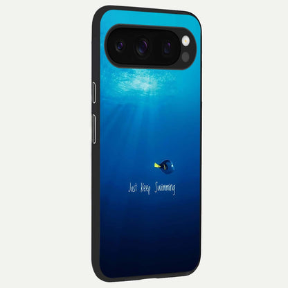  Just Keep Swimming back cover For Google Pixel 10 Pro slim fit glass case with vibrant aesthetic design