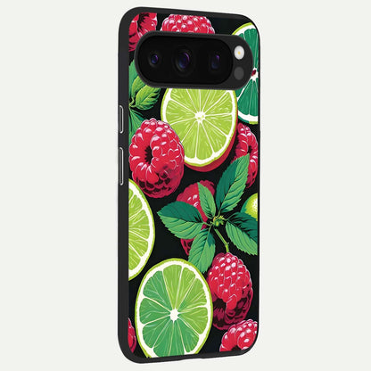  Lime and Raspberry Pattern back cover For Google Pixel 10 Pro slim fit glass case with vibrant aesthetic design