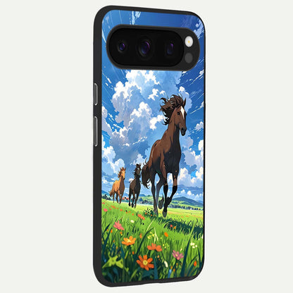  Majestic Horses Galloping back cover For Google Pixel 10 Pro slim fit glass case with vibrant aesthetic design