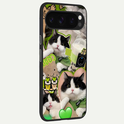  Matcha Cats Mood back cover For Google Pixel 10 Pro slim fit glass case with vibrant aesthetic design