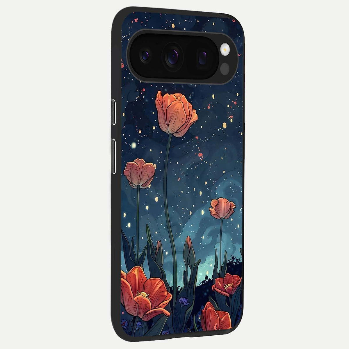  Midnight Tulip Glow back cover For Google Pixel 10 Pro slim fit glass case with vibrant aesthetic design
