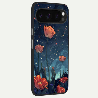  Midnight Tulip Glow back cover For Google Pixel 10 Pro slim fit glass case with vibrant aesthetic design