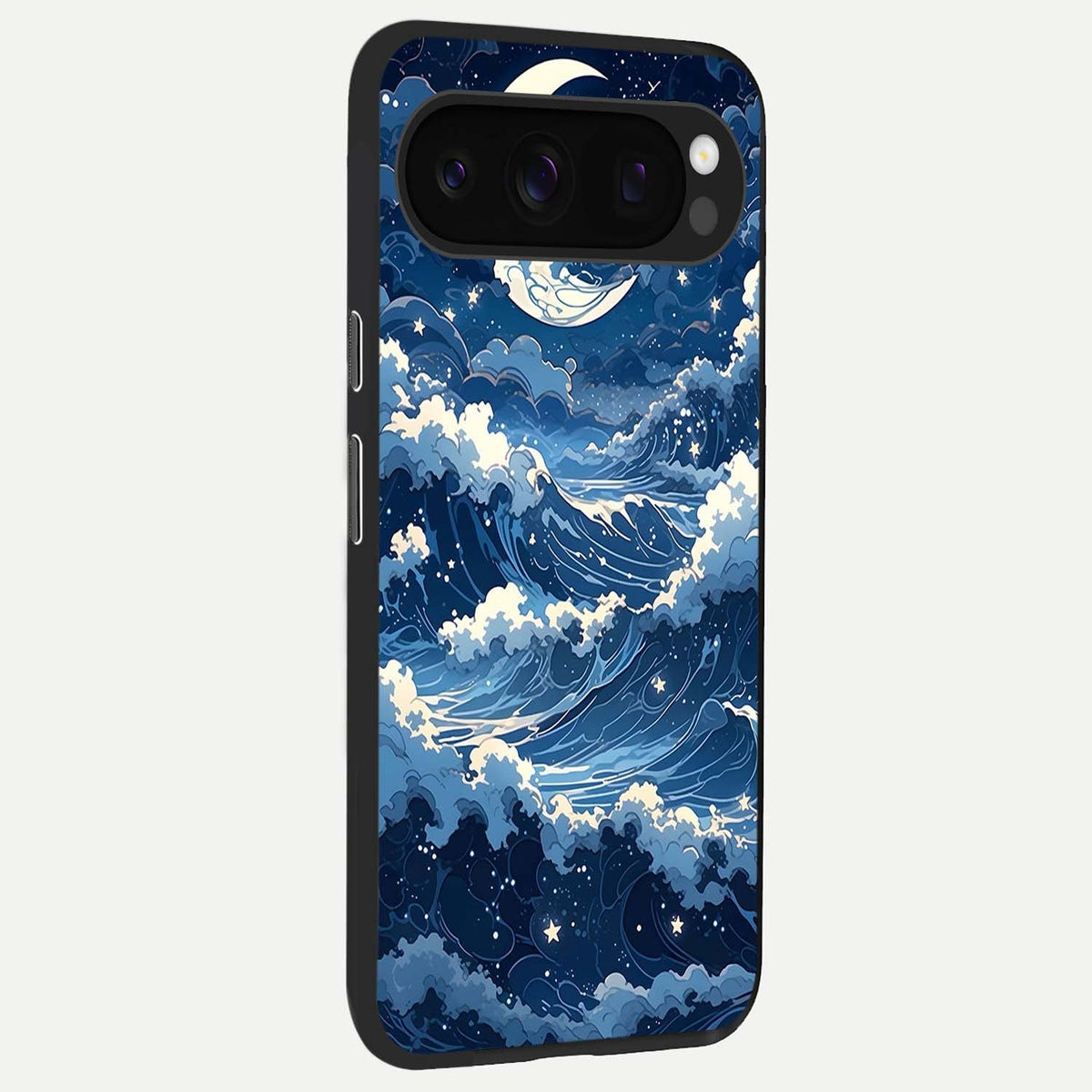  Ocean Moon Waves back cover For Google Pixel 10 Pro slim fit glass case with vibrant aesthetic design