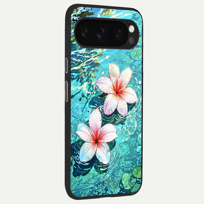 Pink Flowers in Water back cover For Google Pixel 10 Pro slim fit glass case with vibrant aesthetic design