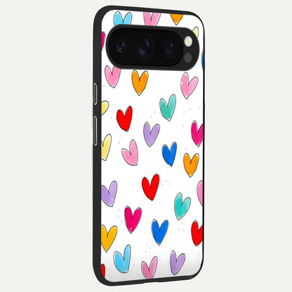  Playful Love Doodles back cover For Google Pixel 10 Pro slim fit glass case with vibrant aesthetic design