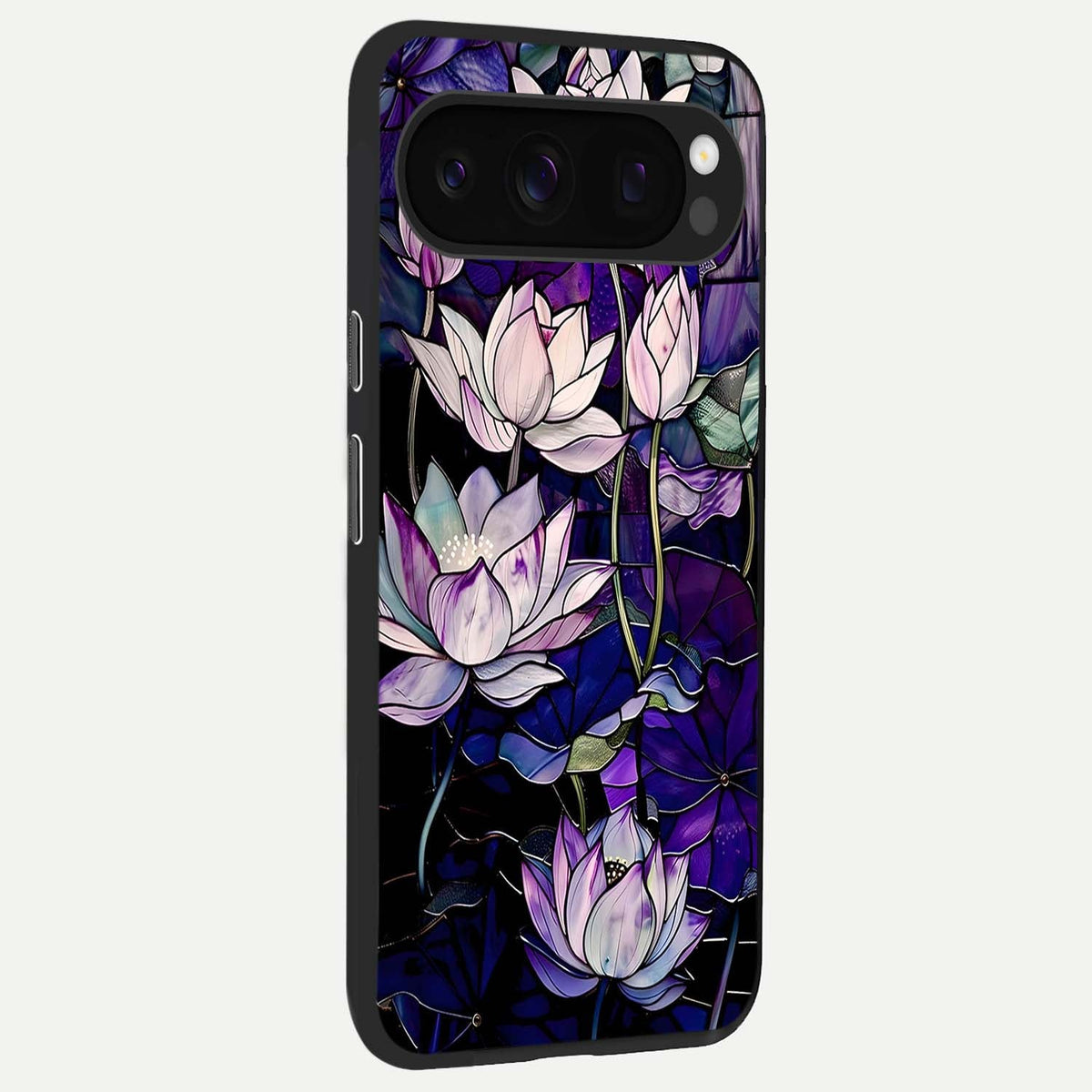  Purple Lotus Pattern back cover For Google Pixel 10 Pro slim fit glass case with vibrant aesthetic design