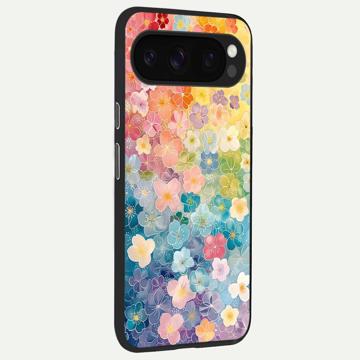  Rainbow Blossom Burst back cover For Google Pixel 10 Pro slim fit glass case with vibrant aesthetic design