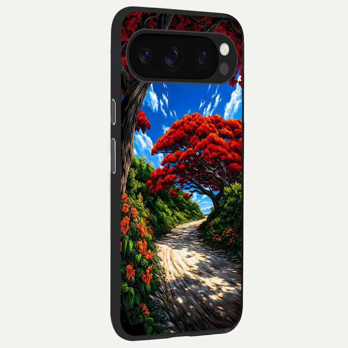  Red Trees Pathway back cover For Google Pixel 10 Pro slim fit glass case with vibrant aesthetic design