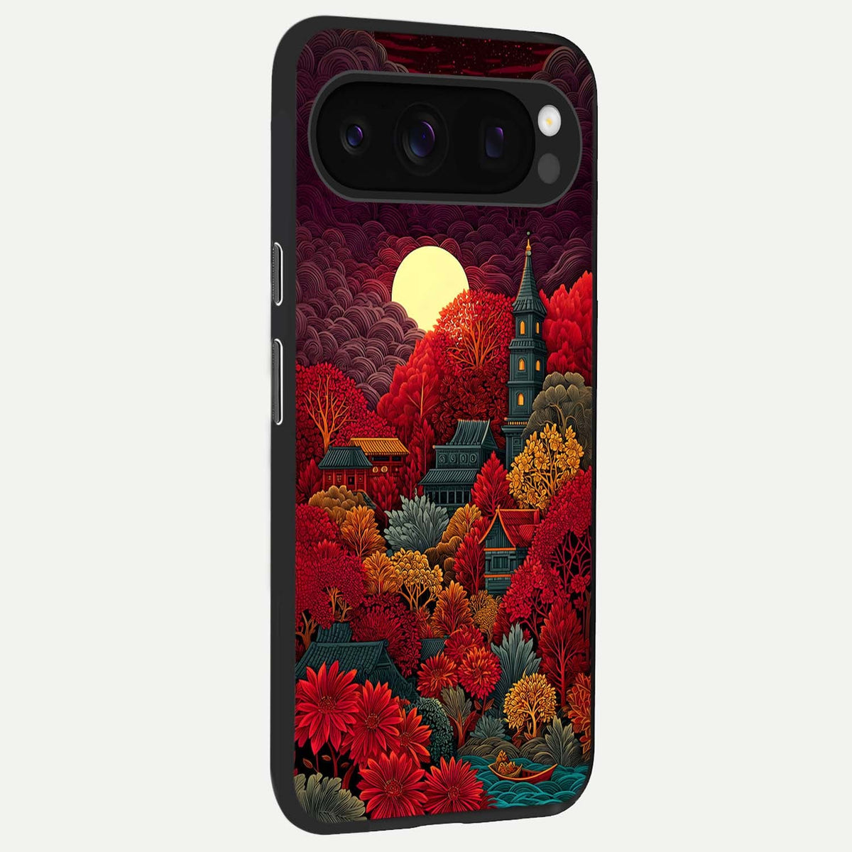  Scarlet Autumn Temple back cover For Google Pixel 10 Pro slim fit glass case with vibrant aesthetic design