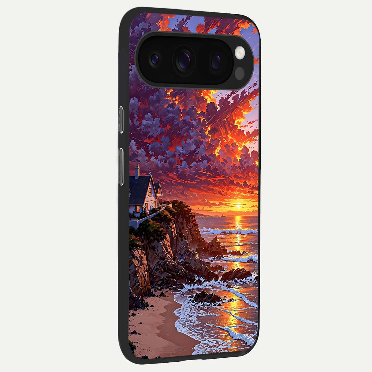  Sunset House By Sea back cover For Google Pixel 10 Pro slim fit glass case with vibrant aesthetic design