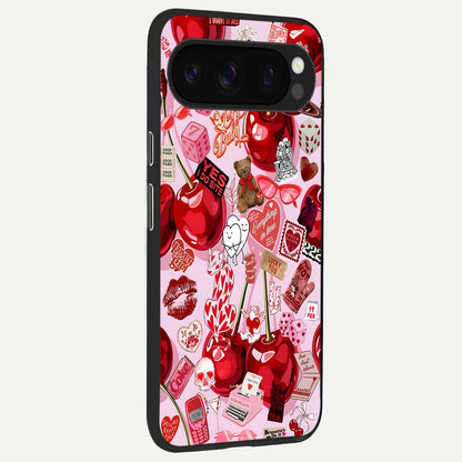  Sweet Cherry Chaos back cover For Google Pixel 10 Pro slim fit glass case with vibrant aesthetic design