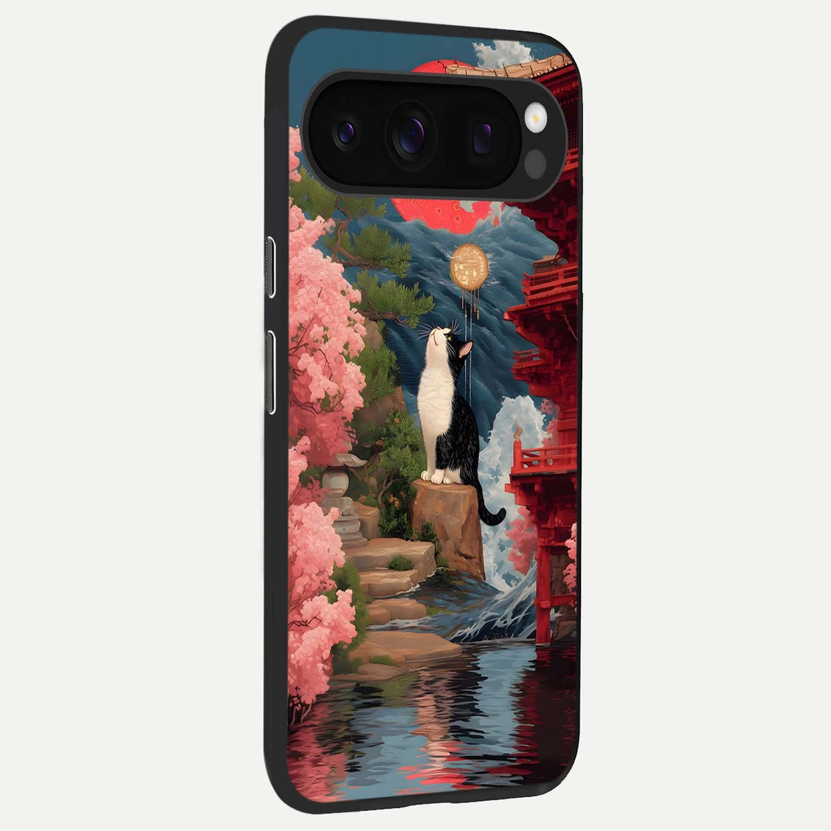  Temple Cat Scenery back cover For Google Pixel 10 Pro slim fit glass case with vibrant aesthetic design