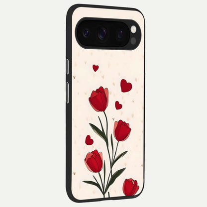  Tulip With Heart back cover For Google Pixel 10 Pro slim fit glass case with vibrant aesthetic design