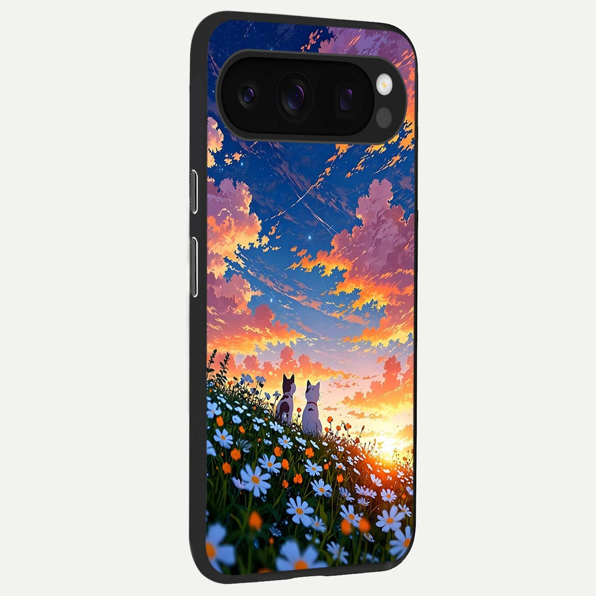  Two Cats Friends back cover For Google Pixel 10 Pro slim fit glass case with vibrant aesthetic design