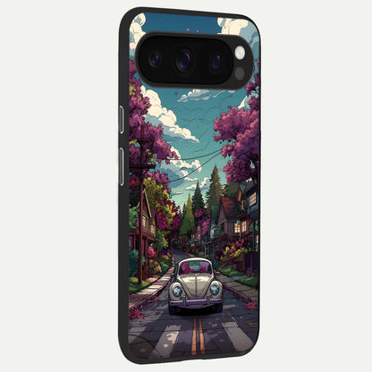  Vintage Street Drive back cover For Google Pixel 10 Pro slim fit glass case with vibrant aesthetic design
