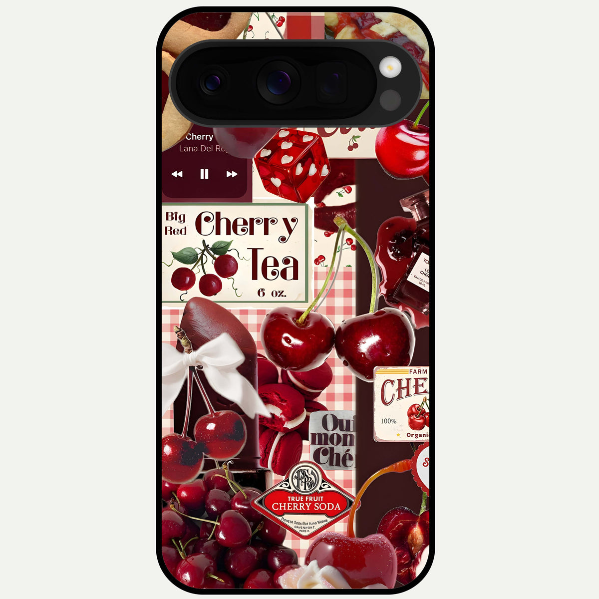  Aesthetic Cherry Tea Glass Case For Google Pixel 10 Pro XL back cover – full design glossy printed glass finish