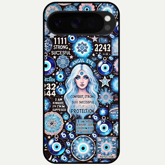  Angel Aura Shield Glass Case For Google Pixel 10 Pro XL back cover – full design glossy printed glass finish