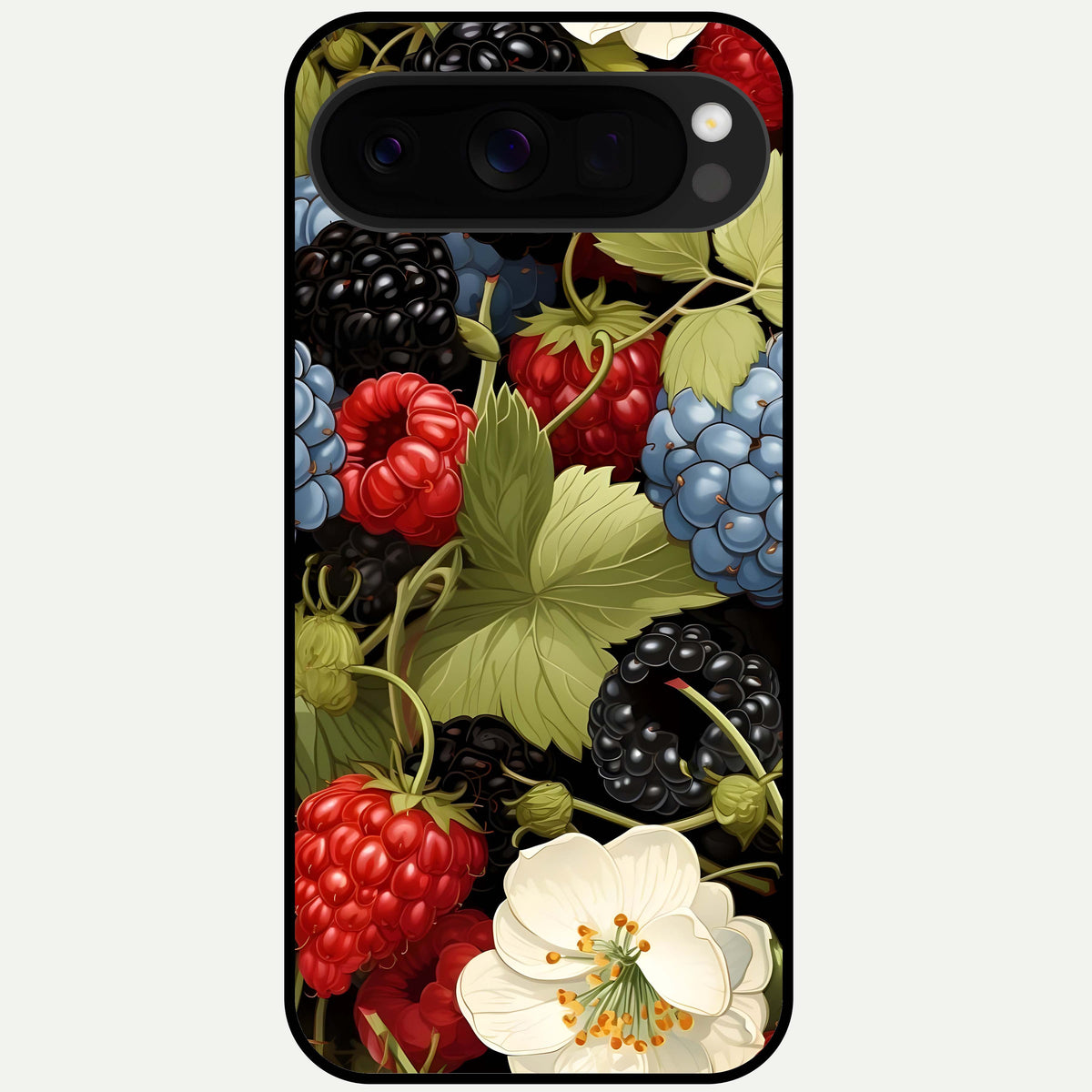  Berry Bloom Charm Glass Case For Google Pixel 10 Pro XL back cover – full design glossy printed glass finish