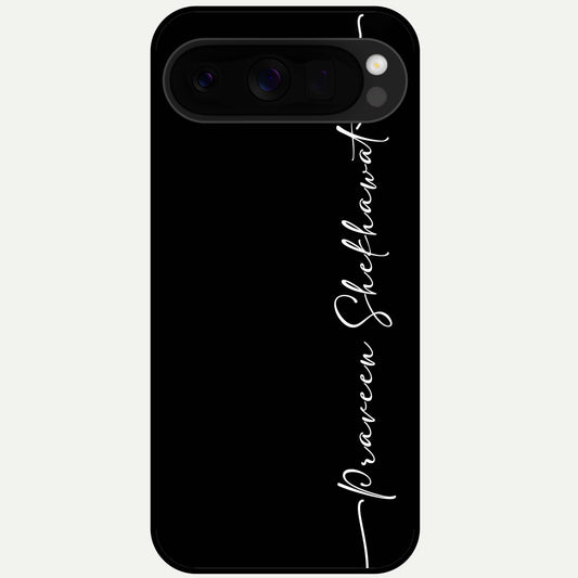  Black Tune Custom Name Glass Case For Google Pixel 10 Pro XL back cover – full design glossy printed glass finish