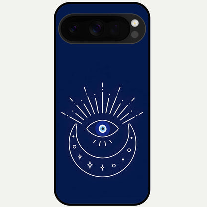  Blue Evil Eye Glass Case For Google Pixel 10 Pro XL back cover – full design glossy printed glass finish