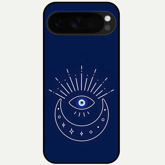 Blue Evil Eye Glass Case For Google Pixel 10 Pro XL back cover – full design glossy printed glass finish