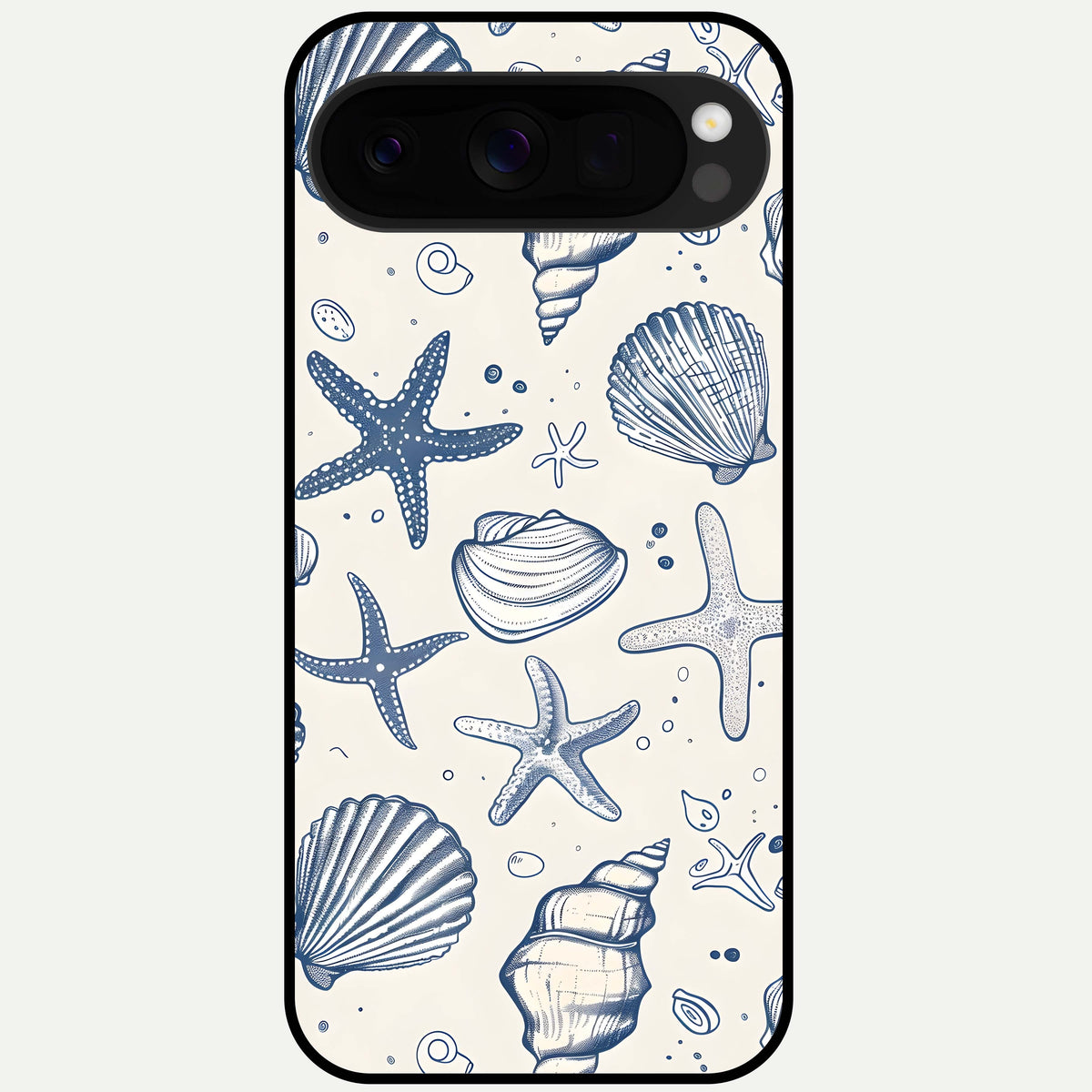  Blue Ocean Outline Glass Case For Google Pixel 10 Pro XL back cover – full design glossy printed glass finish