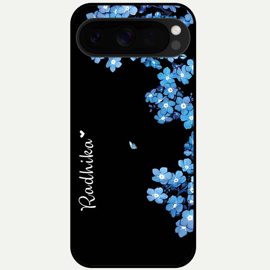  Blue Petal Dream Custom Name Glass Case For Google Pixel 10 Pro XL back cover – full design glossy printed glass finish