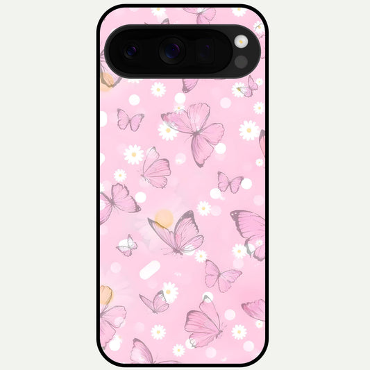  Blush Butterfly Garden Glass Case For Google Pixel 10 Pro XL back cover – full design glossy printed glass finish