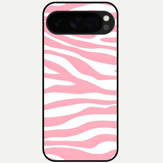  Blush Zebra Flow Glass Case For Google Pixel 10 Pro XL back cover – full design glossy printed glass finish