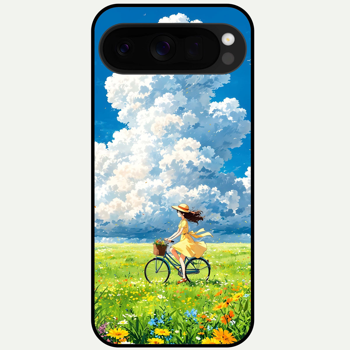  Breezy Meadow Ride Glass Case For Google Pixel 10 Pro XL back cover – full design glossy printed glass finish