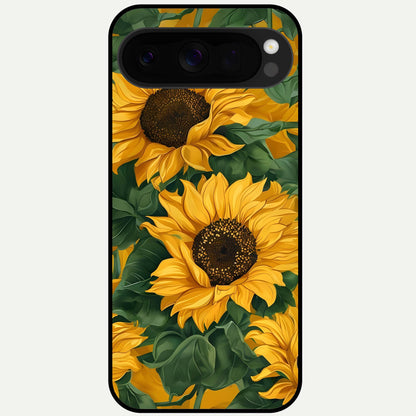  Bright Sunflower Bloom Glass Case For Google Pixel 10 Pro XL back cover – full design glossy printed glass finish