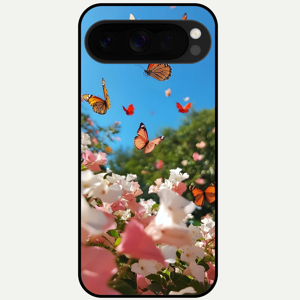  Butterflies In Bloom Sky Glass Case For Google Pixel 10 Pro XL back cover – full design glossy printed glass finish