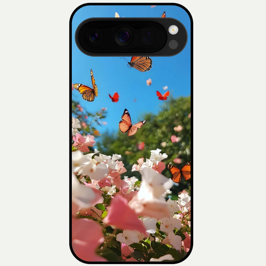  Butterflies In Bloom Sky Glass Case For Google Pixel 10 Pro XL back cover – full design glossy printed glass finish