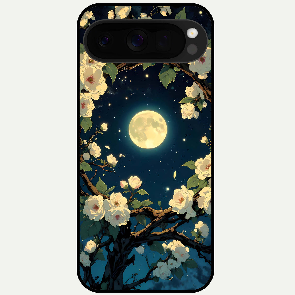  Celestial Moon And Flower Glass Case For Google Pixel 10 Pro XL back cover – full design glossy printed glass finish