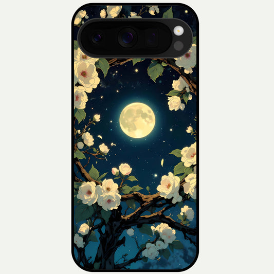  Celestial Moon And Flower Glass Case For Google Pixel 10 Pro XL back cover – full design glossy printed glass finish