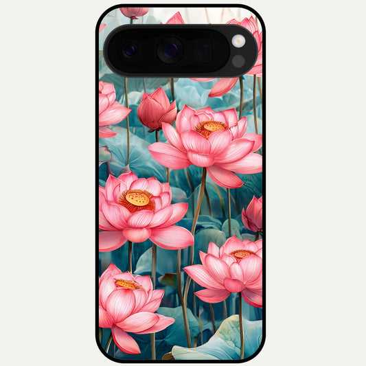 Celestial Pink Lotus Glass Case For Google Pixel 10 Pro XL back cover – full design glossy printed glass finish
