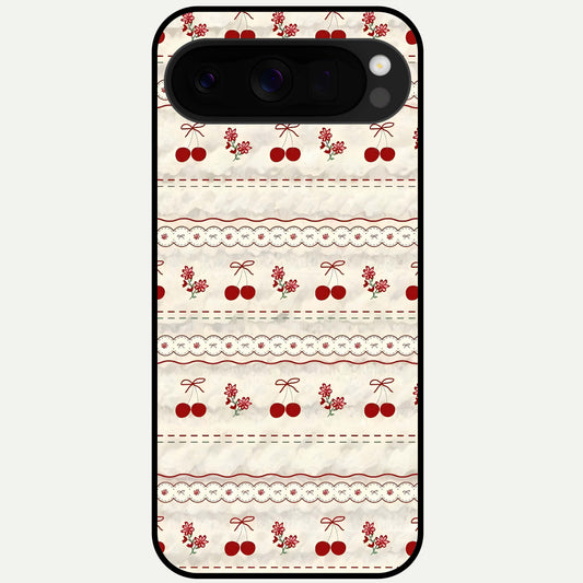  Cherry Bloom Charm Glass Case For Google Pixel 10 Pro XL back cover – full design glossy printed glass finish