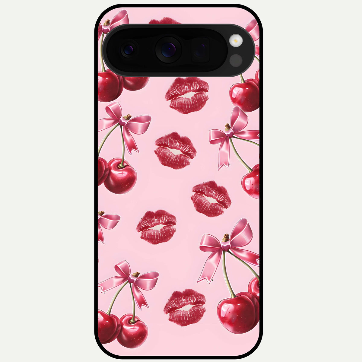  Cherry With Lips Glass Case For Google Pixel 10 Pro XL back cover – full design glossy printed glass finish