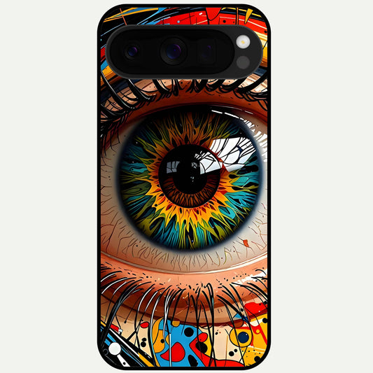  Colorful Eye Glass Case For Google Pixel 10 Pro XL back cover – full design glossy printed glass finish