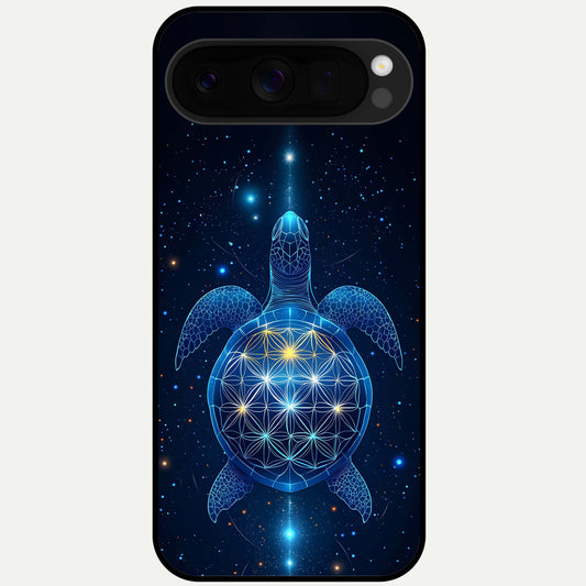  Crimson Blue Turtle Glass Case For Google Pixel 10 Pro XL back cover – full design glossy printed glass finish