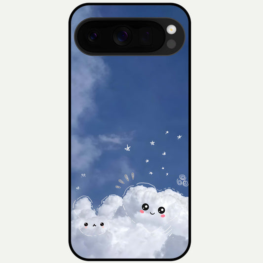  Cute Blossom Cloud Glass Case For Google Pixel 10 Pro XL back cover – full design glossy printed glass finish