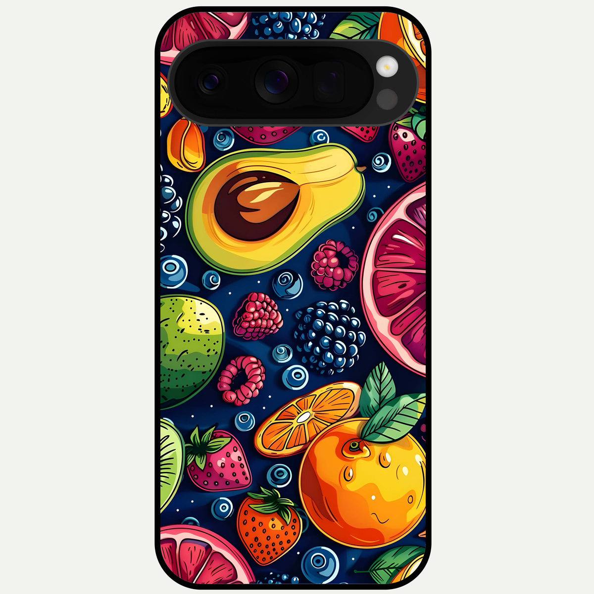  Cute Fruits Art Glass Case For Google Pixel 10 Pro XL back cover – full design glossy printed glass finish