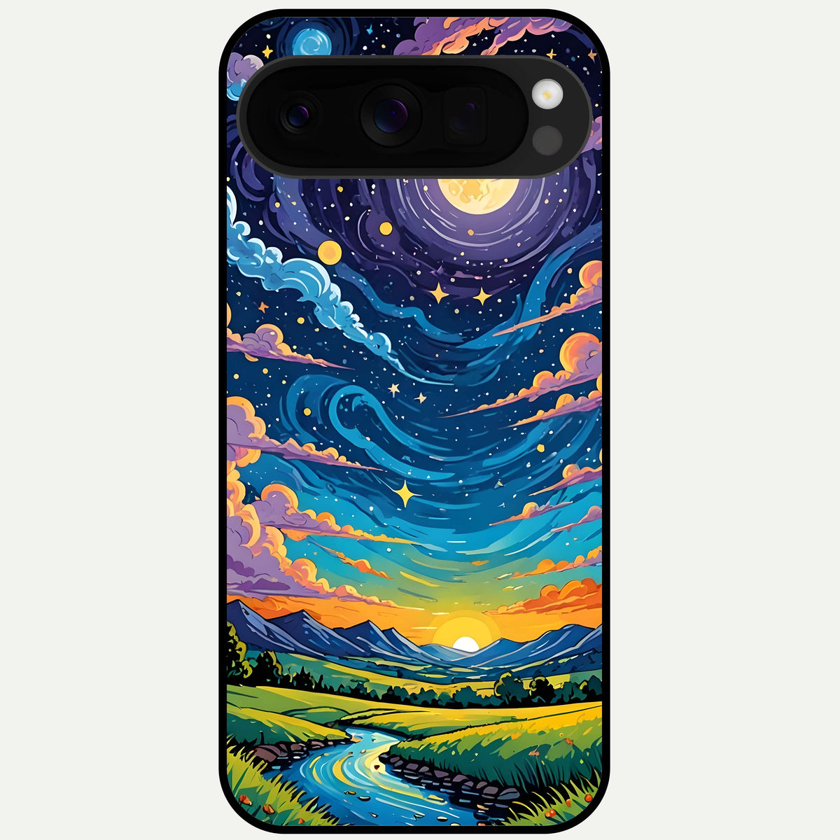  Dreamy Night Landscape Glass Case For Google Pixel 10 Pro XL back cover – full design glossy printed glass finish