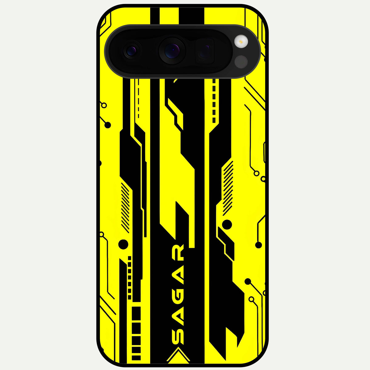  Electric Pulse CYBERPUNK Custom Name Glass Case For Google Pixel 10 Pro XL back cover – full design glossy printed glass finish