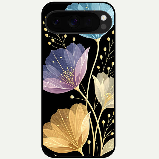  Flower Bloom Glow Glass Case For Google Pixel 10 Pro XL back cover – full design glossy printed glass finish
