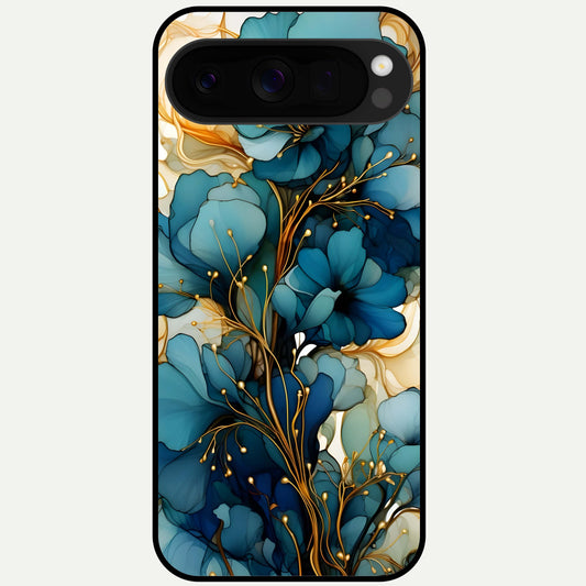  Golden Bloom Symphony Glass Case For Google Pixel 10 Pro XL back cover – full design glossy printed glass finish