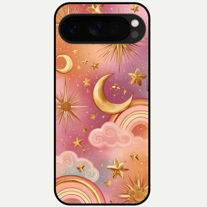  Golden Celestial Dreams Glass Case For Google Pixel 10 Pro XL back cover – full design glossy printed glass finish