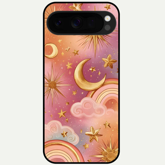  Golden Celestial Dreams Glass Case For Google Pixel 10 Pro XL back cover – full design glossy printed glass finish
