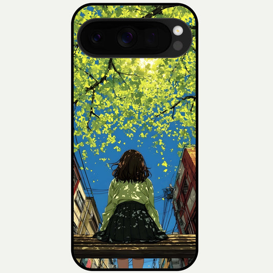  Golden Leaves Glow Glass Case For Google Pixel 10 Pro XL back cover – full design glossy printed glass finish