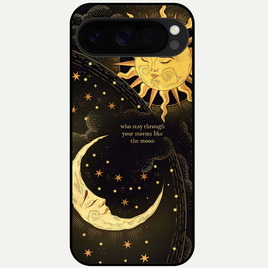  Golden Lunar Love Glass Case For Google Pixel 10 Pro XL back cover – full design glossy printed glass finish